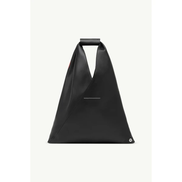 MM6 Maison Margiela Sticker-Print Japanese Bag Classic Small in Black, view 4 | Totes & Top-Handle Bags | Coveti