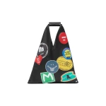 MM6 Maison Margiela Sticker-Print Japanese Bag Classic Small in Black | Totes & Top-Handle Bags | Coveti