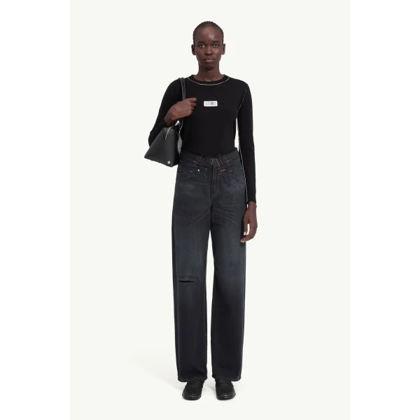MM6 Maison Margiela Straight-Leg Jeans in Dark Blue, view 2 | Denim | Coveti