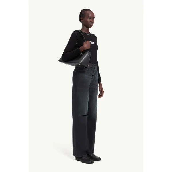 MM6 Maison Margiela Straight-Leg Jeans in Dark Blue, view 3 | Denim | Coveti