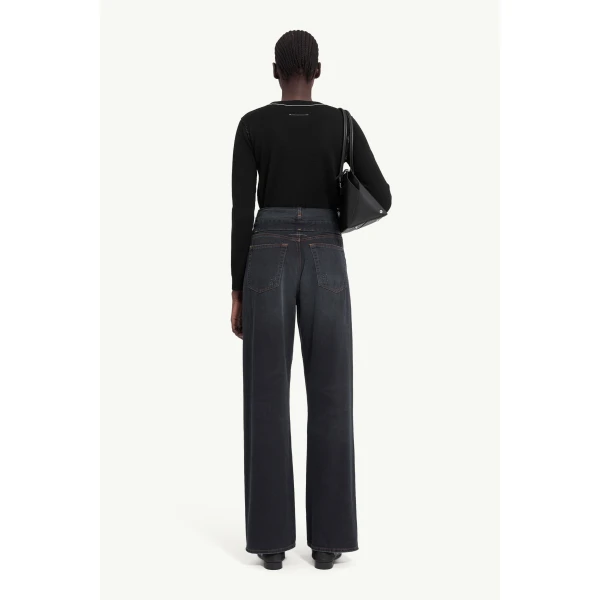 MM6 Maison Margiela Straight-Leg Jeans in Dark Blue, view 4 | Denim | Coveti