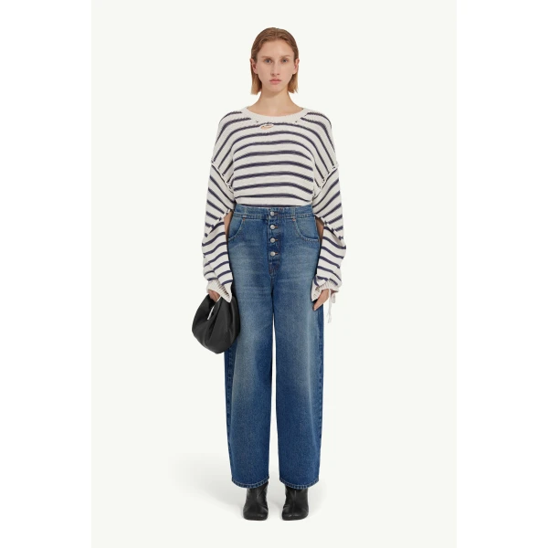 MM6 Maison Margiela Straight Leg Jeans in Light Blue, view 2 | Denim | Coveti