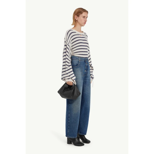 MM6 Maison Margiela Straight Leg Jeans in Light Blue, view 3 | Denim | Coveti