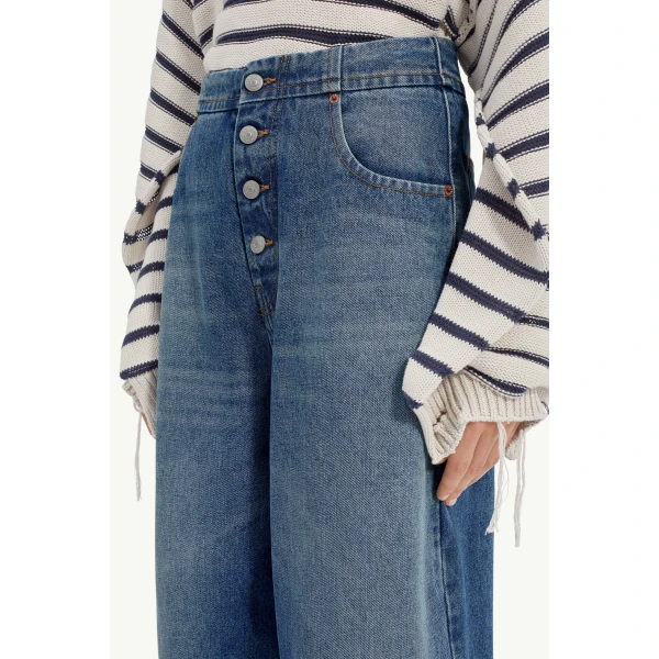 MM6 Maison Margiela Straight Leg Jeans in Light Blue, view 5 | Denim | Coveti