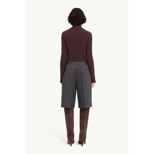 MM6 Maison Margiela Striped Wool Blend Tailored Shorts in Grey, view 4 | Shorts | Coveti