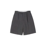 MM6 Maison Margiela Striped Wool Blend Tailored Shorts in Grey | Shorts | Coveti