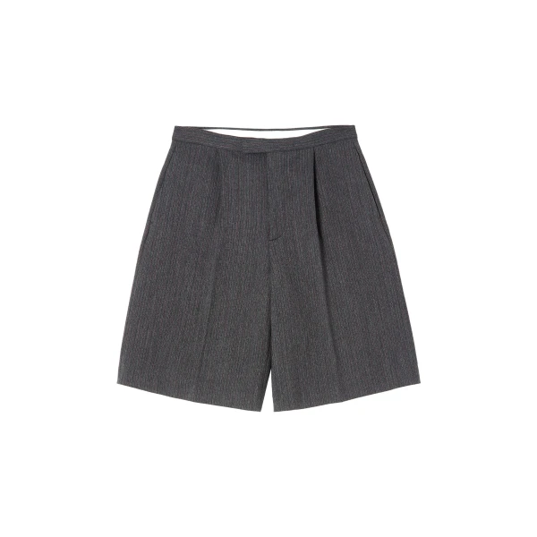 MM6 Maison Margiela Striped Wool Blend Tailored Shorts in Grey | Shorts | Coveti