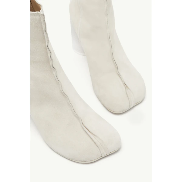 MM6 Maison Margiela Suede Anatomic Stitch Toe Ankle Boots in Alabaster, view 5 | Boots | Coveti