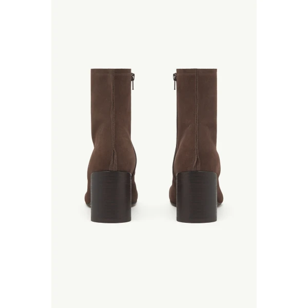 MM6 Maison Margiela Suede Anatomic Stitch Toe Ankle Boots in Tapenade, view 4 | Boots | Coveti