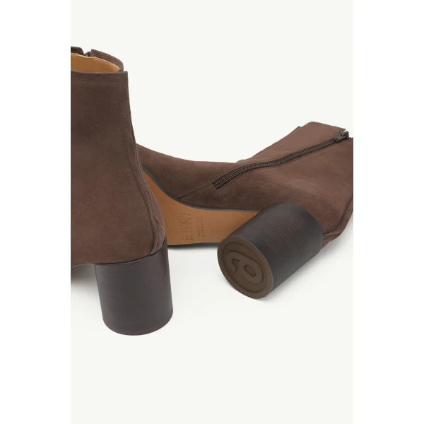 MM6 Maison Margiela Suede Anatomic Stitch Toe Ankle Boots in Tapenade, view 6 | Boots | Coveti