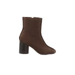 MM6 Maison Margiela Suede Anatomic Stitch Toe Ankle Boots in Tapenade | Boots | Coveti