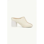 MM6 Maison Margiela Suede Anatomic Stitch Toe Mule in Pink Beige | Mules | Coveti