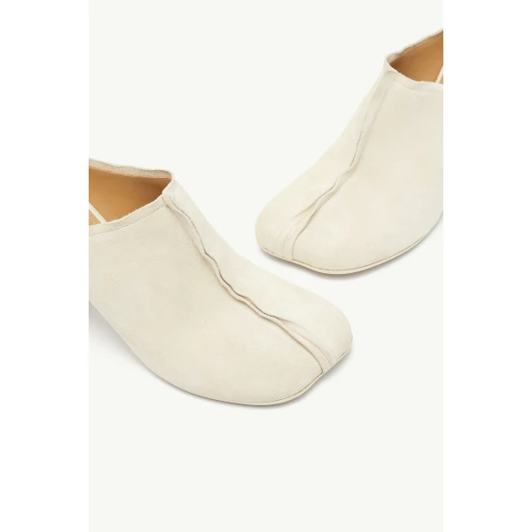 MM6 Maison Margiela Suede Anatomic Stitch Toe Mule in Pink Beige, view 5 | Mules | Coveti