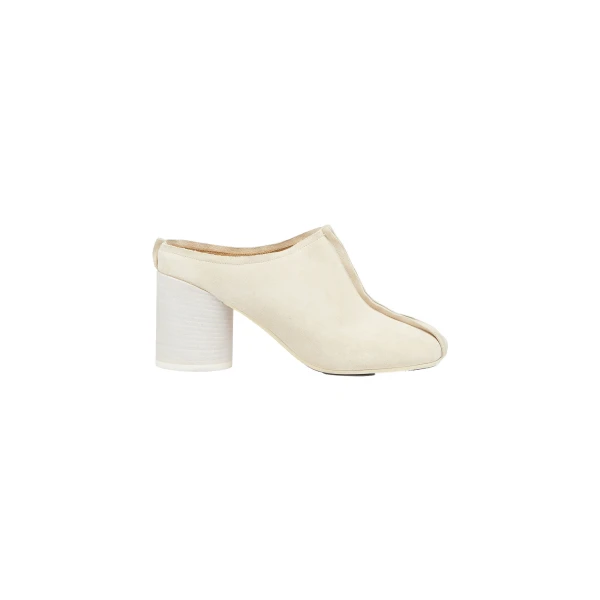MM6 Maison Margiela Suede Anatomic Stitch Toe Mule in Pink Beige | Mules | Coveti