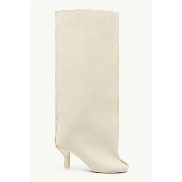 MM6 Maison Margiela Suede Anatomic Tube Boots in Pink Beige, view 2 | Boots | Coveti