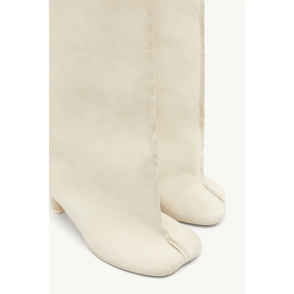 MM6 Maison Margiela Suede Anatomic Tube Boots in Pink Beige, view 5 | Boots | Coveti