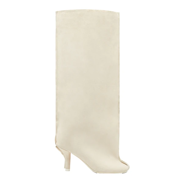 MM6 Maison Margiela Suede Anatomic Tube Boots in Pink Beige | Boots | Coveti