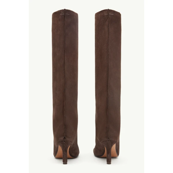 MM6 Maison Margiela Suede Anatomic Tube Boots in Tapenade, view 4 | Boots | Coveti