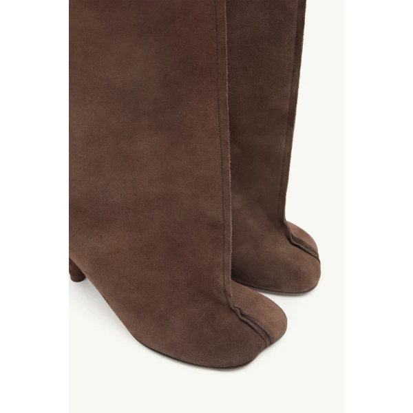 MM6 Maison Margiela Suede Anatomic Tube Boots in Tapenade, view 5 | Boots | Coveti