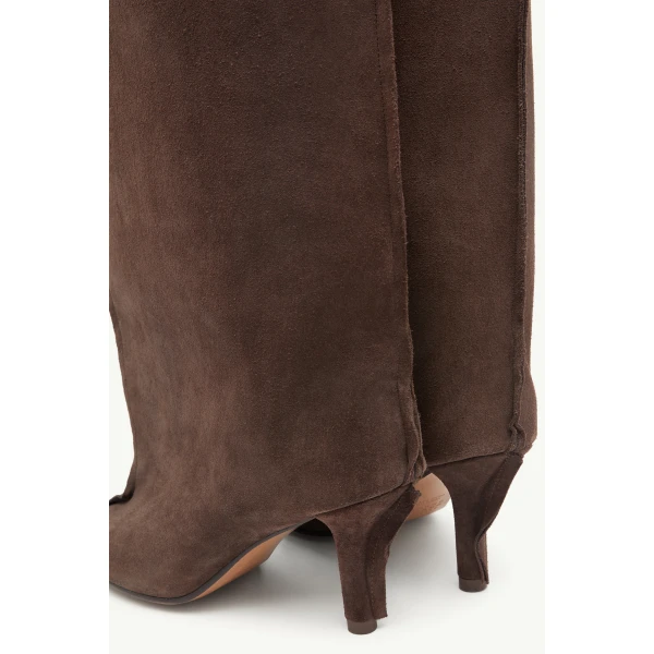 MM6 Maison Margiela Suede Anatomic Tube Boots in Tapenade, view 6 | Boots | Coveti