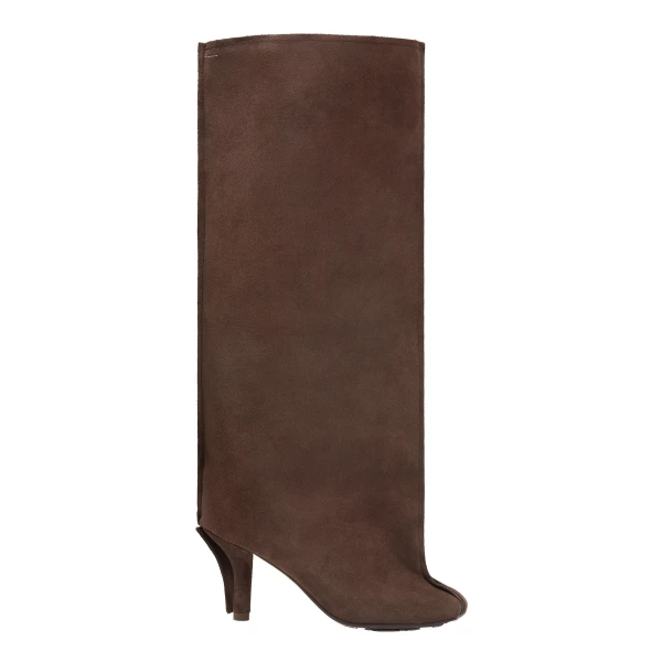 MM6 Maison Margiela Suede Anatomic Tube Boots in Tapenade | Boots | Coveti