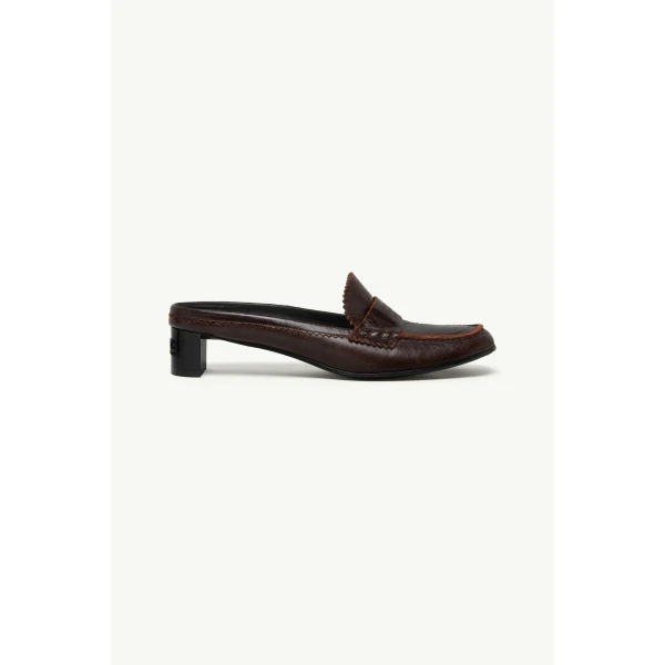 MM6 Maison Margiela Swing Toe Leather Loafer in Brown, view 2 | Loafers | Coveti