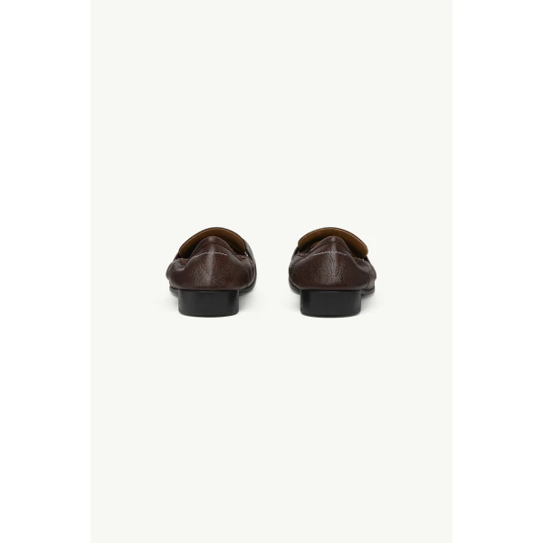 MM6 Maison Margiela Swing-Toe Leather Loafers in Brown, view 4 | Loafers | Coveti