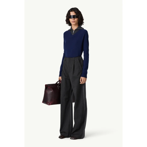 MM6 Maison Margiela Tailored Trousers in Black Pinstripe, view 3 | Tailored pants | Coveti