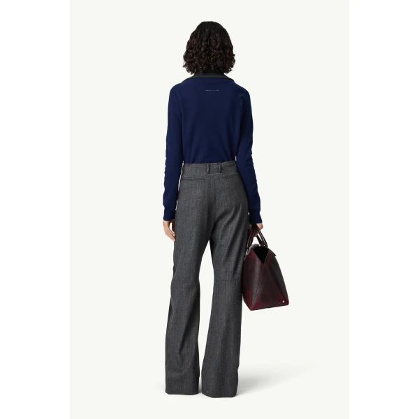 MM6 Maison Margiela Tailored Trousers in Black Pinstripe, view 4 | Tailored pants | Coveti