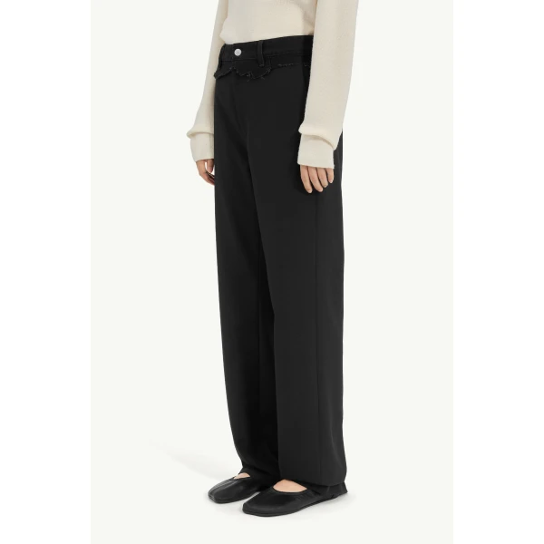 MM6 Maison Margiela Tailored Trousers with Denim Waistband in Black, view 5 | Tailored pants | Coveti