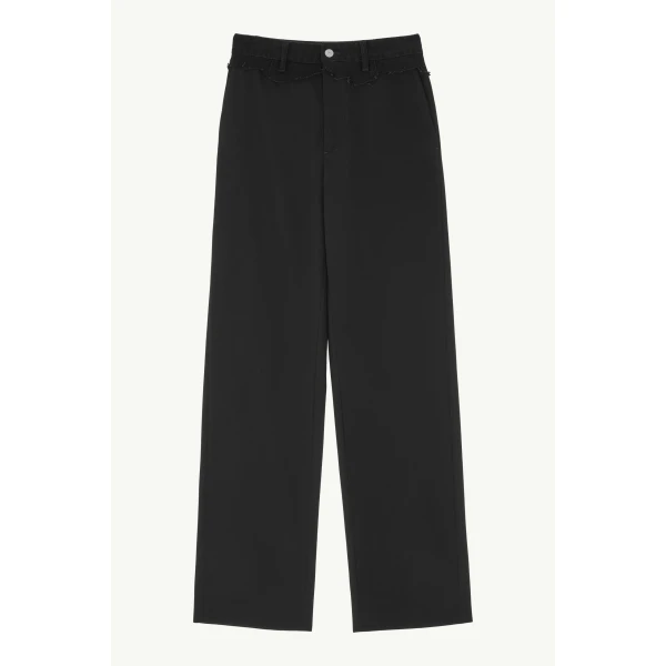 MM6 Maison Margiela Tailored Trousers with Denim Waistband in Black, view 6 | Tailored pants | Coveti