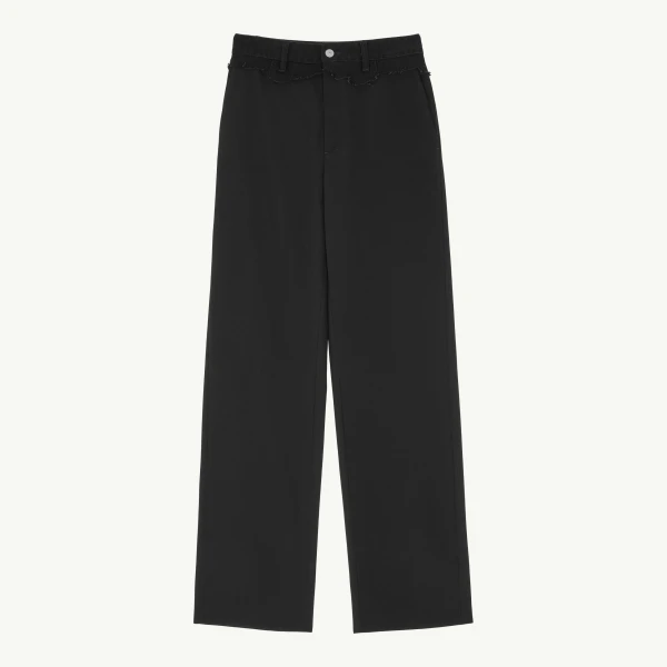 Tailored Trousers with Denim Waistband in Black
