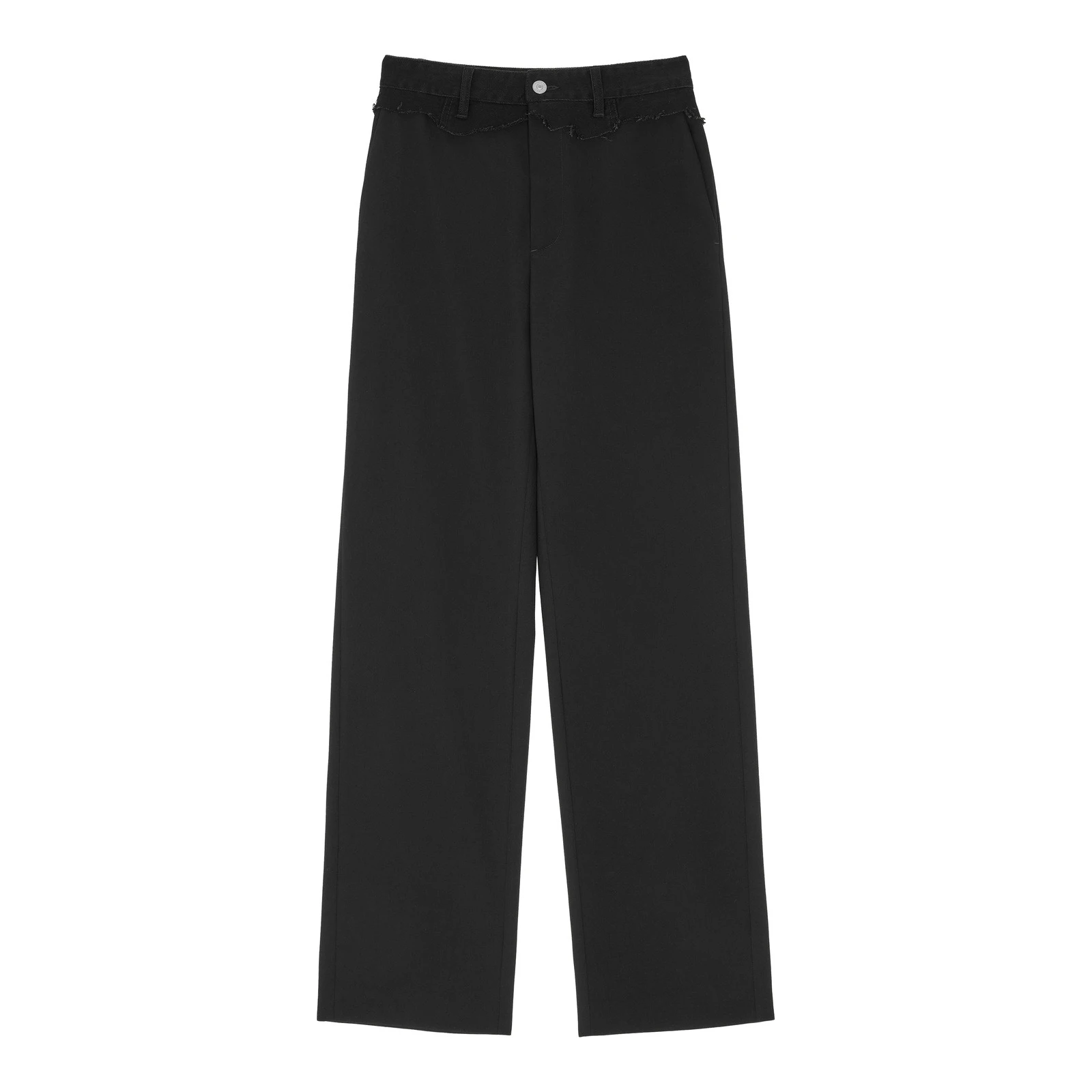 MM6 Maison Margiela Tailored Trousers with Denim Waistband in Black MM6 Maison Margiela Tailored Trousers with Denim Waistband in Black | Tailored pants | Coveti