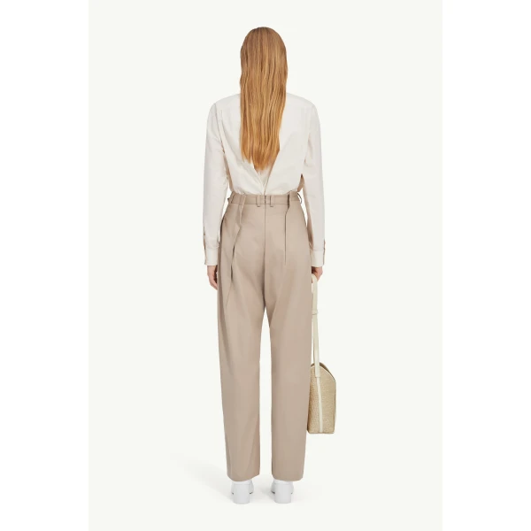 MM6 Maison Margiela Tapered Leg Trousers in Sand, view 4 | Tailored pants | Coveti
