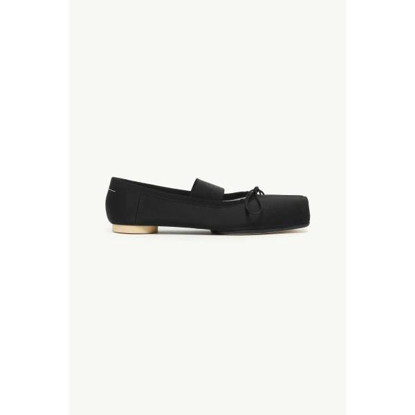 MM6 Maison Margiela Textile Ballet Flats in Black, view 2 | Flats | Coveti