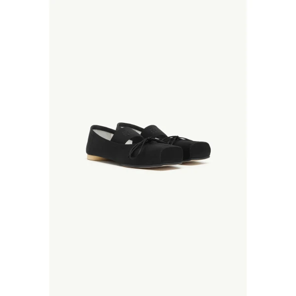 MM6 Maison Margiela Textile Ballet Flats in Black, view 3 | Flats | Coveti
