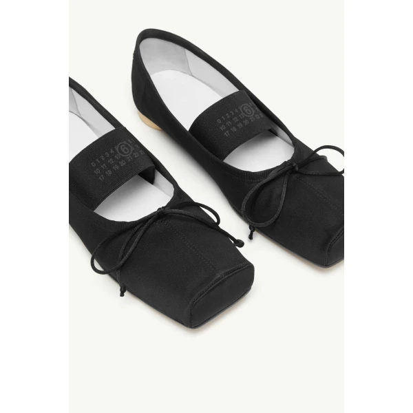 MM6 Maison Margiela Textile Ballet Flats in Black, view 5 | Flats | Coveti