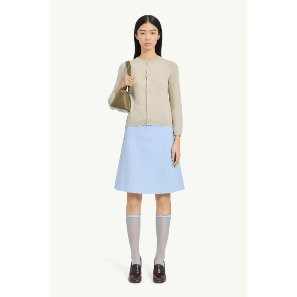 MM6 Maison Margiela Textured Knit Cardigan in Pink Beige, view 2 | Cardigan | Coveti
