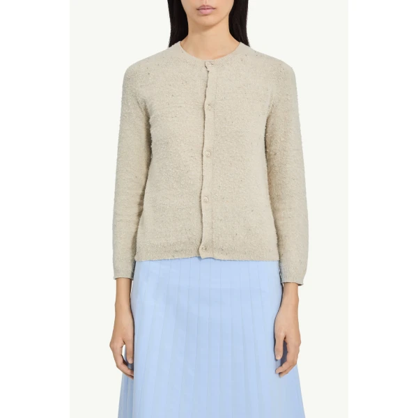 MM6 Maison Margiela Textured Knit Cardigan in Pink Beige, view 5 | Cardigan | Coveti