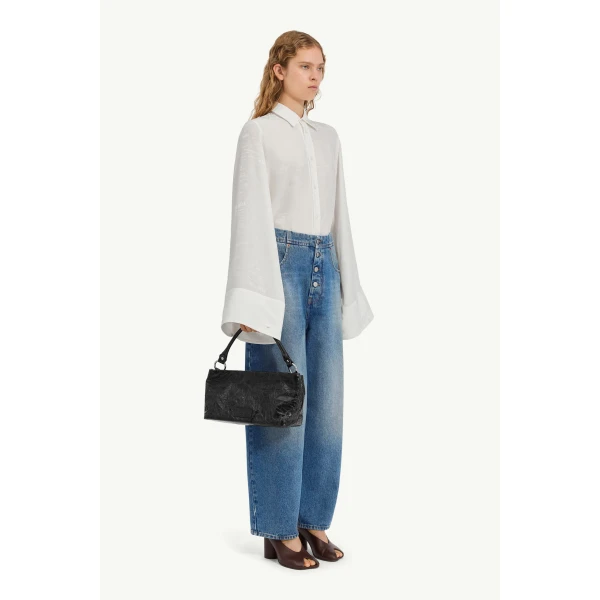 MM6 Maison Margiela Tobacco-Stitch Straight-Leg Jeans in Light Blue, view 3 | Denim | Coveti