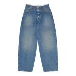 MM6 Maison Margiela Tobacco-Stitch Straight-Leg Jeans in Light Blue | Denim | Coveti