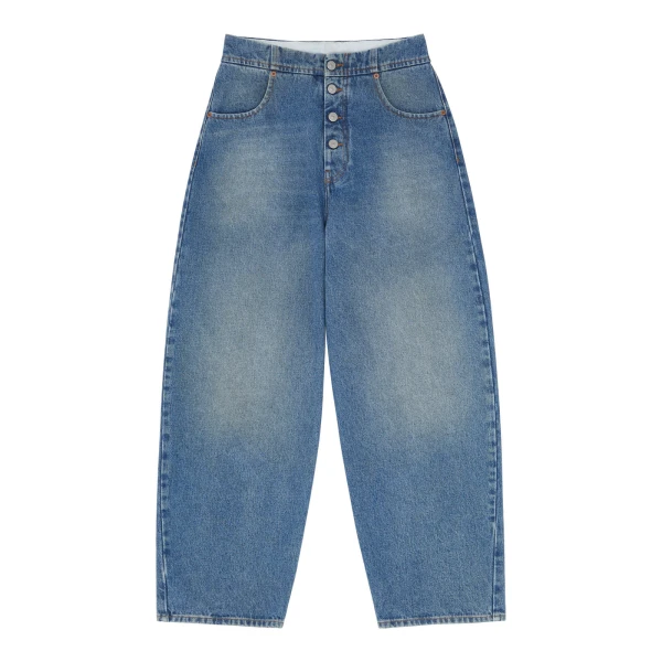 MM6 Maison Margiela Tobacco-Stitch Straight-Leg Jeans in Light Blue | Denim | Coveti