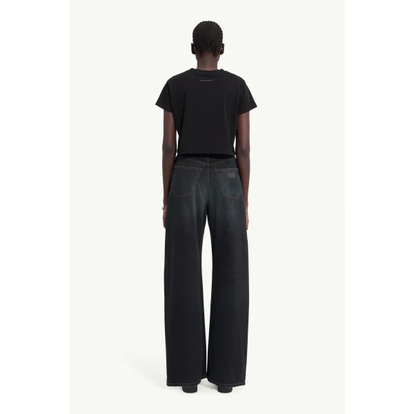 MM6 Maison Margiela Twisted-Seam Wide-Leg Jeans in Dark Blue, view 4 | Denim | Coveti