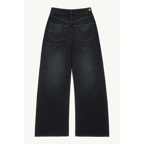 MM6 Maison Margiela Twisted-Seam Wide-Leg Jeans in Dark Blue, view 6 | Denim | Coveti