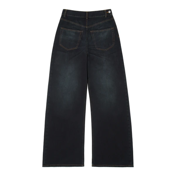 MM6 Maison Margiela Twisted-Seam Wide-Leg Jeans in Dark Blue | Denim | Coveti
