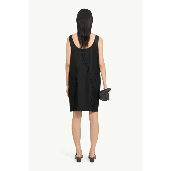 MM6 Maison Margiela V-Neck Midi Dress in Black, view 4 | Midi Dresses | Coveti