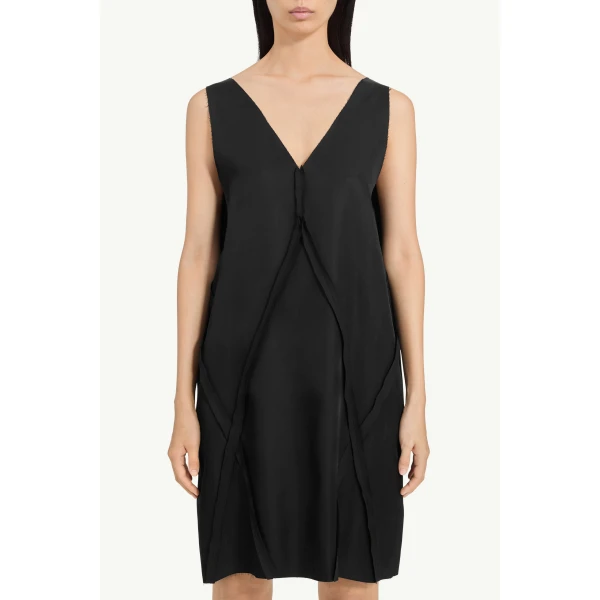 MM6 Maison Margiela V-Neck Midi Dress in Black, view 5 | Midi Dresses | Coveti
