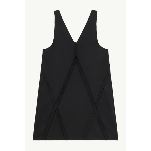 MM6 Maison Margiela V-Neck Midi Dress in Black, view 6 | Midi Dresses | Coveti