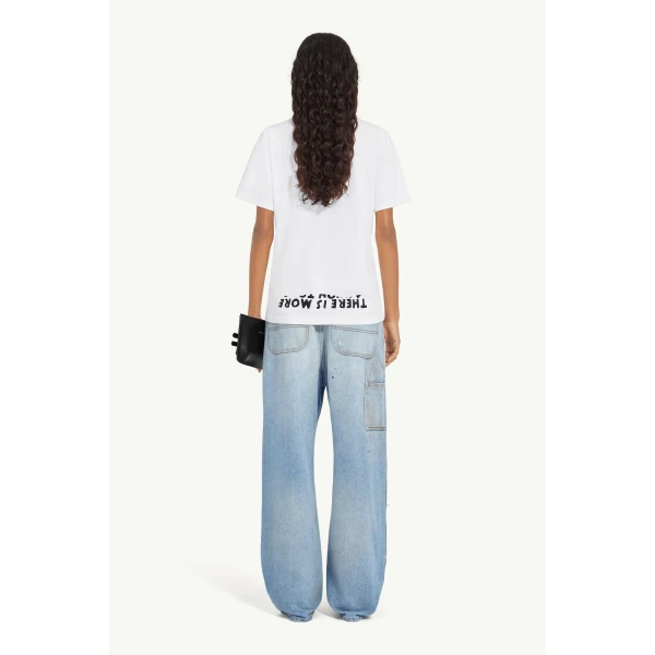 MM6 Maison Margiela V-Neck Sida T-Shirt in White, view 4 | T-shirts | Coveti