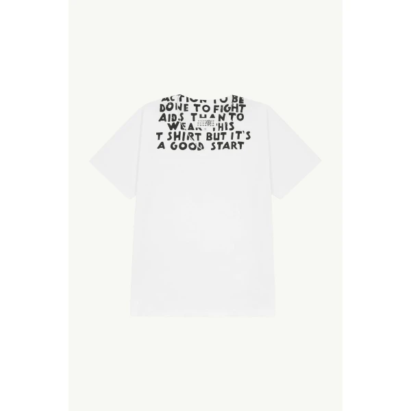 MM6 Maison Margiela V-Neck Sida T-Shirt in White, view 6 | T-shirts | Coveti
